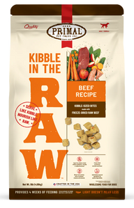 Kibble in the Raw Dog Food Beef Recipe