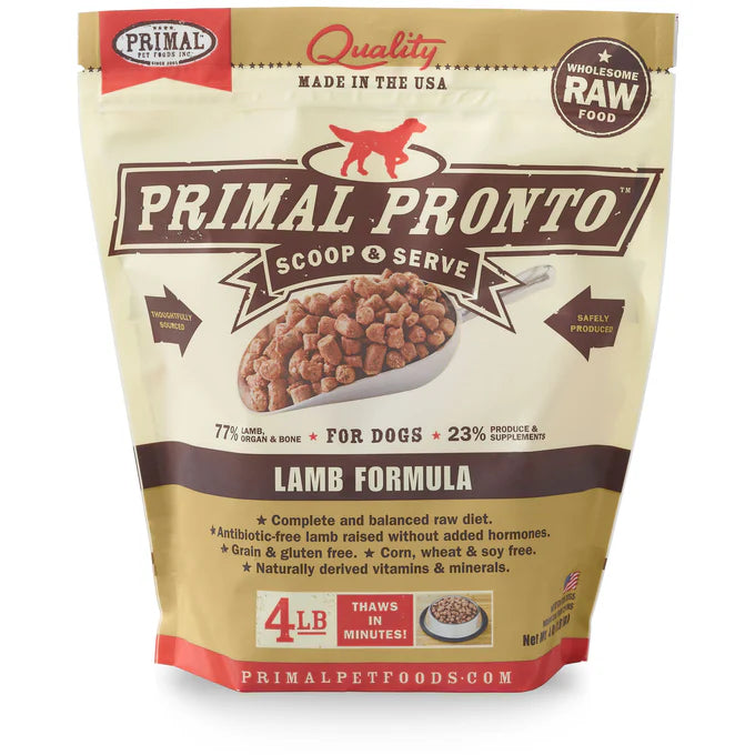 Primal Pronto Frozen Raw Dog Formula - Lamb 4 lbs