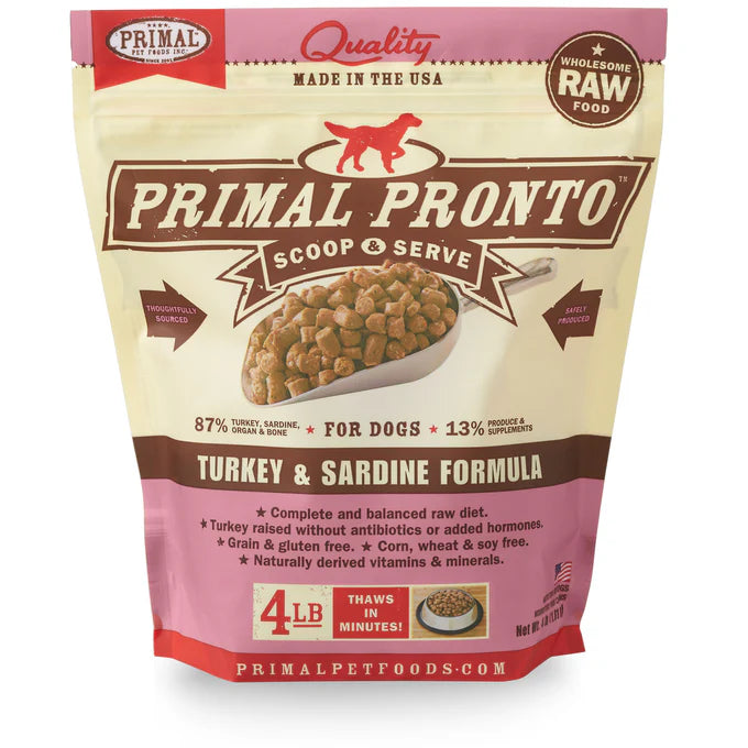 Primal Pronto Frozen Raw Turkey & Sardine Formula Dog Food