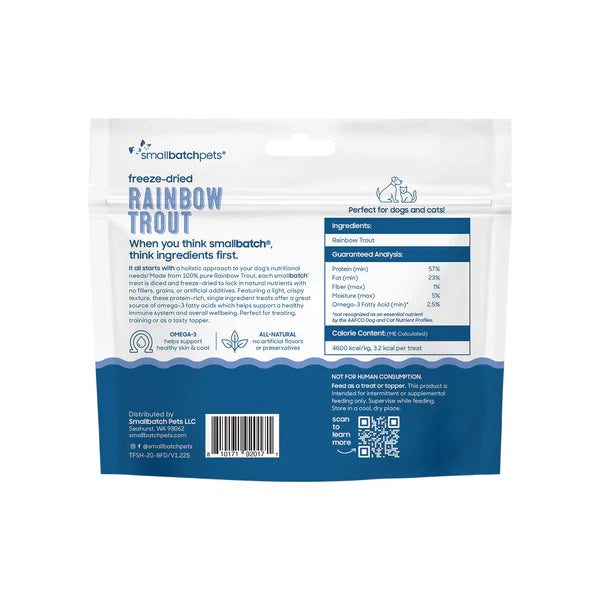 Smallbatch Freeze Dried Fish Treats for Dogs & Cats - Rainbow Trout