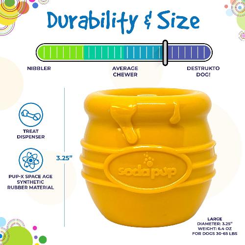 Honey Pot Durable PUP-X Rubber eCup Treat Dispenser & Enrichment Toy - Large