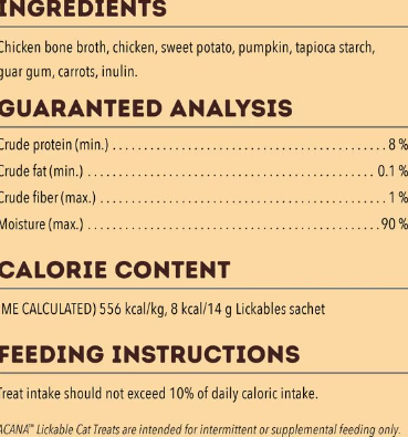 ACANA Lickables Chicken Recipe Healthy Digestion Cat Treats, 2.5 oz., Count of 5