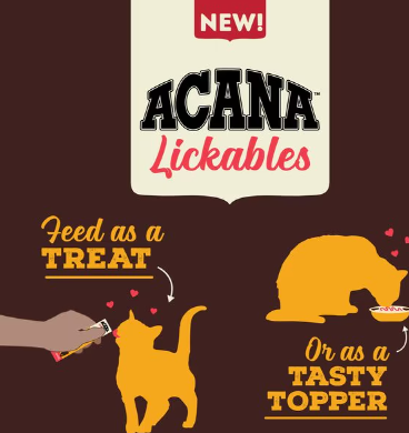 ACANA Lickables Chicken Recipe Healthy Digestion Cat Treats, 2.5 oz., Count of 5