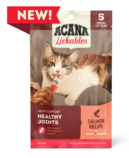 ACANA Lickables Salmon Recipe Healthy Joints Cat Treats, 2.5 oz., Count of 5