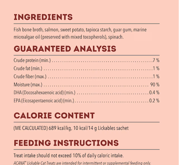 ACANA Lickables Salmon Recipe Healthy Joints Cat Treats, 2.5 oz., Count of 5
