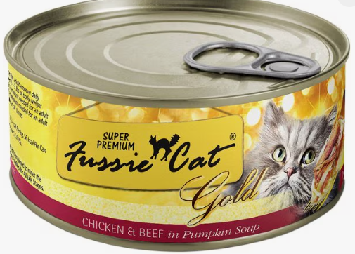 Fussie Cat Super Premium Chicken & Beef Formula in Pumpkin Soup Grain-Free Canned Cat Food, 2.8-oz