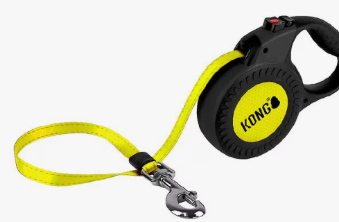 KONG Reflect Retractable Dog Leash, Medium, Black and Neon Yellow, 16-ft. Long