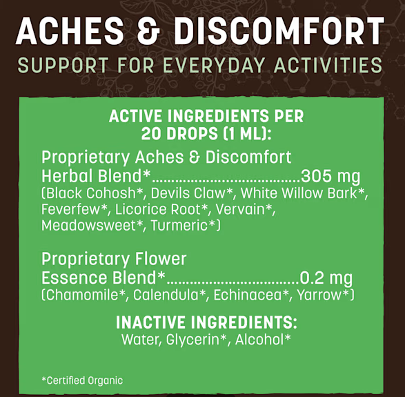 Earth Animal Natural Remedies Aches & Discomfort Liquid Homeopathic Joint Supplement for Dogs & Cats