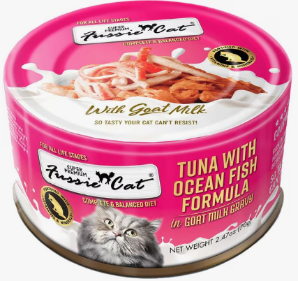 Fussie Cat Tuna with Oceanfish in Goats Milk Wet Cat Food, 2.47-oz can