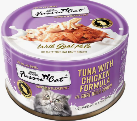 Fussie Cat Tuna with Chicken in Goats Milk Wet Cat Food, 2.47-oz can