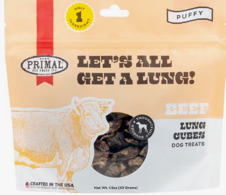 Primal Let's All Get A Lung Beef Flavored Crunchy Dog Treats