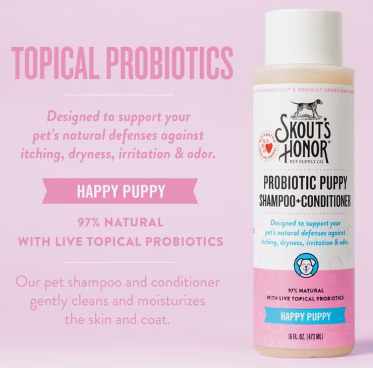 Skout's Honor Happy Puppy Probiotic Cat & Dog Shampoo & Conditioner, 16-fl oz bottle