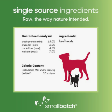 Smallbatch Pets Beef Hearts Grain-Free Freeze-Dried Dog & Cat Treats, 3.5-oz bag