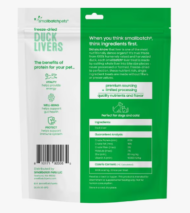 Smallbatch Pets Freeze-Dried Duck Livers Dog Treat