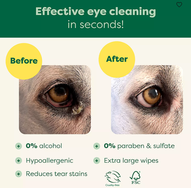 Earth Rated Hypoallergenic Eye Wipes For Dogs and Cats, Fragrance-Free, 60 Count