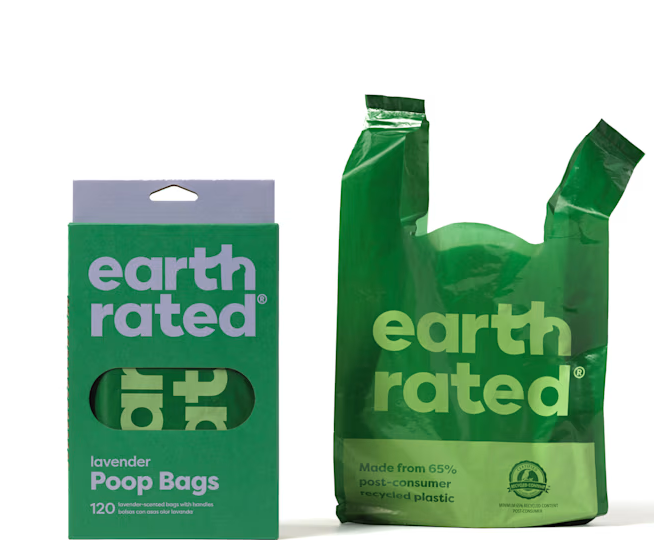 Earth Rated Dog Poop Bags with Handles, Unscented or Lavender, 120 Handle Bags