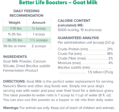 Dr. Marty Better Life Boosters Dehydrated Goat Milk Dog Food Supplement