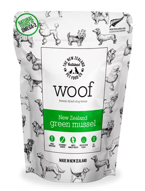 The New Zealand Natural Woof Green Lipped Mussels Freeze-Dried Dog Treats