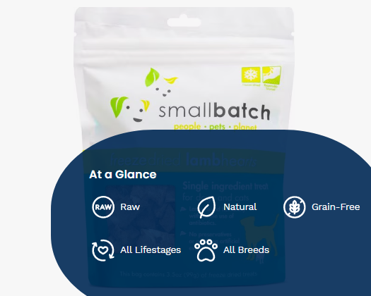 Smallbatch Pets Lamb Hearts Grain-Free Freeze-Dried Dog & Cat Treats