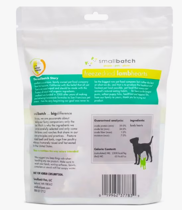 Smallbatch Pets Lamb Hearts Grain-Free Freeze-Dried Dog & Cat Treats
