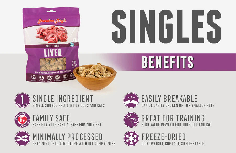 Grandma Lucy's Freeze-Dried Singles Liver Dog & Cat Treats