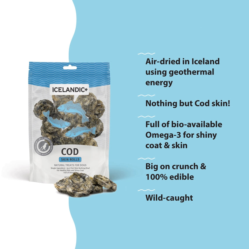 Icelandic Cod Skin Rolls Dog Treats 3.0-oz Bag
