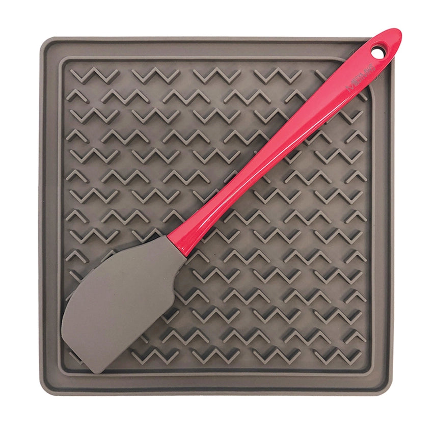 Messy Mutts Silicone Therapeutic Feeding Mat W/Spatula Grey