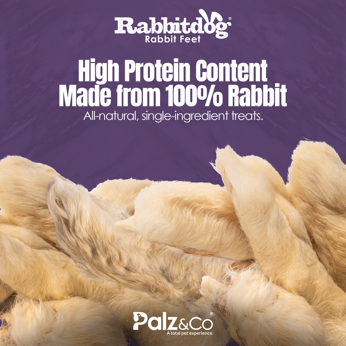 RabbitDog Rabbit Feet with Fur, 100g