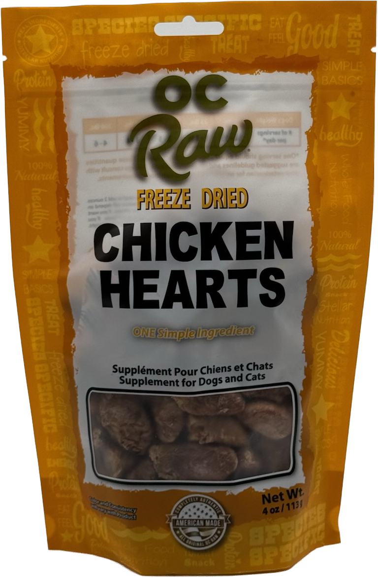 OC Raw Chicken Hearts ~ 4 oz Freeze Dried
