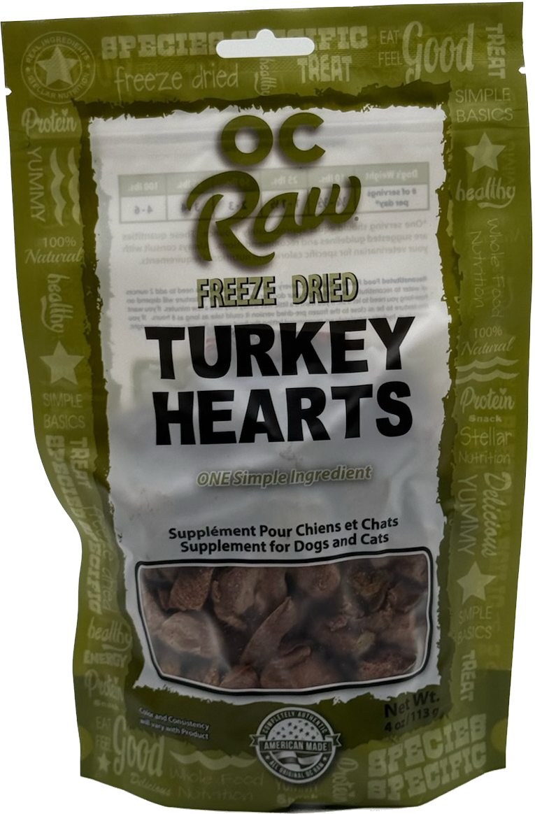 OC Raw Freeze-Dried Turkey Hearts Dog Treats