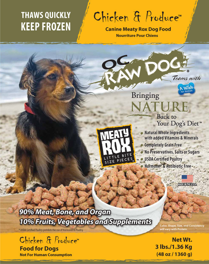 OC Raw Dog Chicken & Produce Meaty Rox Raw Frozen Dog Food