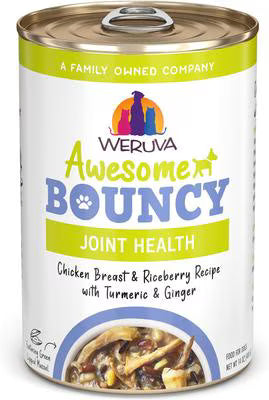 Weruva Awesome Bouncy, Chicken Breast & Riceberry Recipe with Turmeric & Ginger Adult Gluten-Free Shredded Canned Wet Dog Food