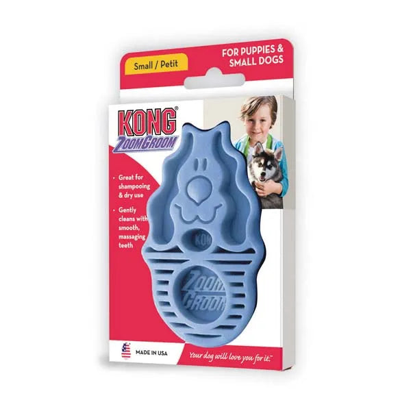 Kong Zoom Groom Natural Rubber Brushes - Small (blue)