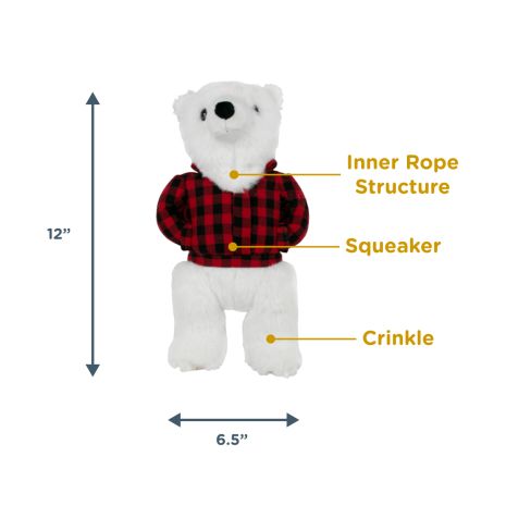 Tall Tails Plaid Polar Bear with Squeaker