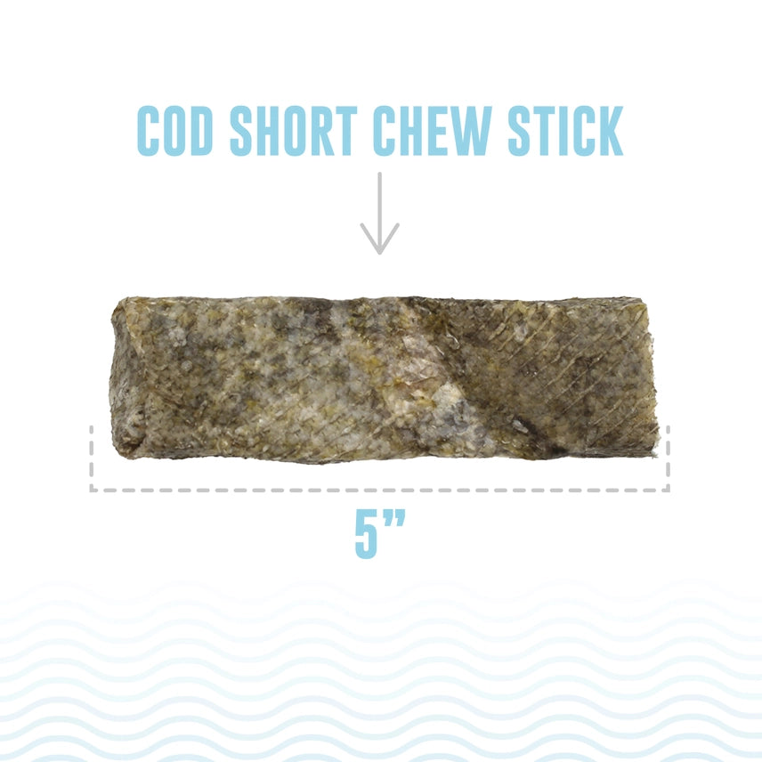 Icelandic Hand Wrapped Cod Skin 5" Short Chew Stick 3-Pack