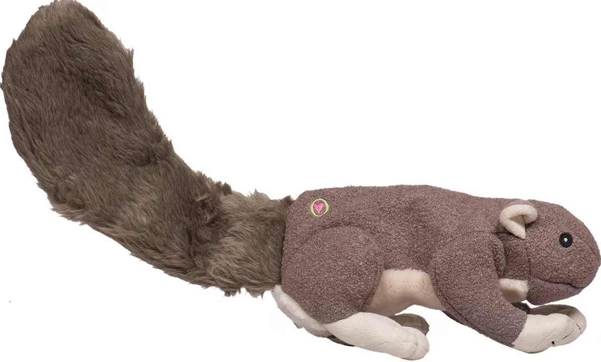 HuggleHounds Big Feller Durable Plush Squirrel Squeaky Dog Toy