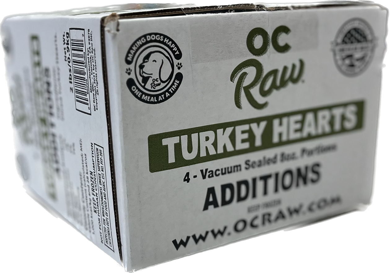 OC Raw Dog Treat Frozen Turkey Hearts 2#